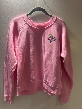 Roller Rabbit Pink Crewneck Sweatshirt with Logo -Palm Beach